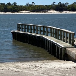 Indian Pass boat ramp that Cary stepped down into off the pier and almost stepped on the alligator!