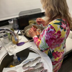 Eating fish just about every day, so trying to come up with new ideas is a challange. This was Italian night.